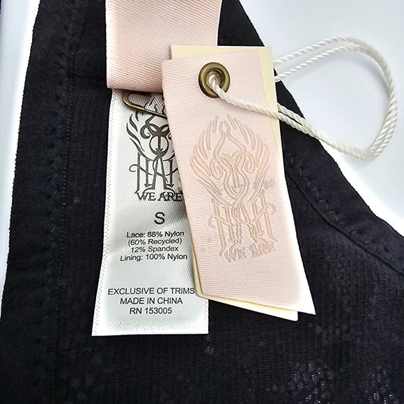 Free people We Are HAH Womans size S Don't Cross Me Halter Bralette Black NEW - Picture 6 of 8